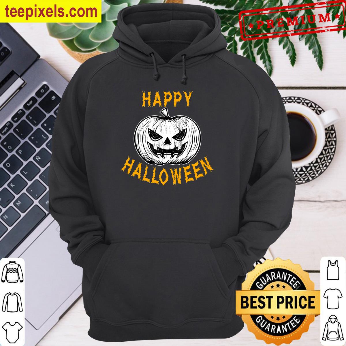 Scary Face Jack O Lantern Tee Shirt