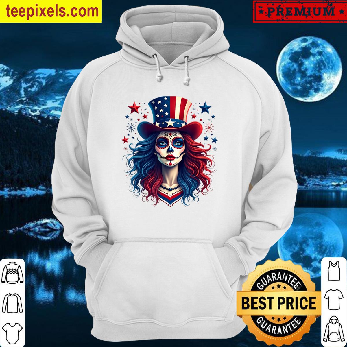 Sugar-skull-4th-of-july-women- Tee Shirt