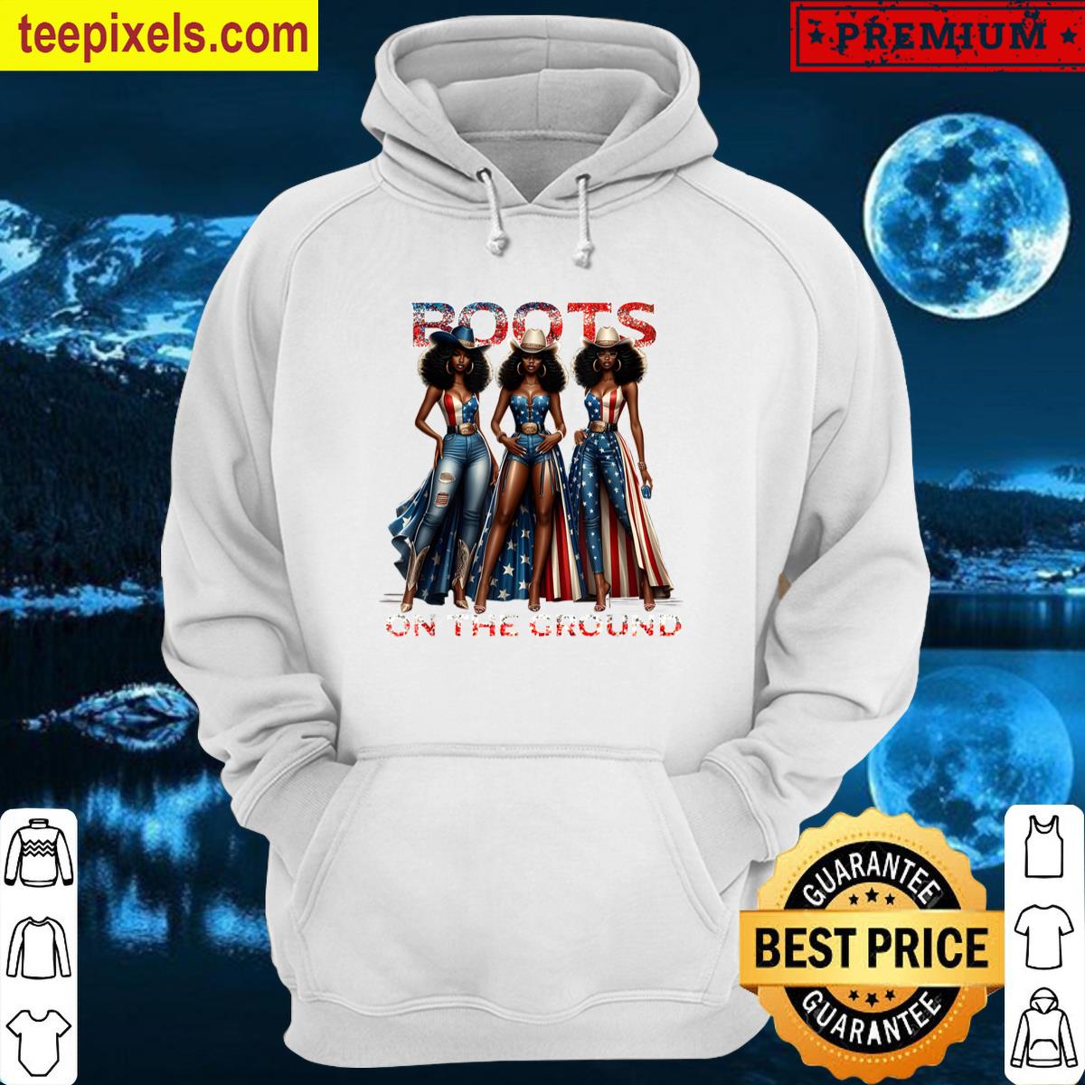 4th Of July Cowgirl All American Girl Boots On The Ground Tee Shirt