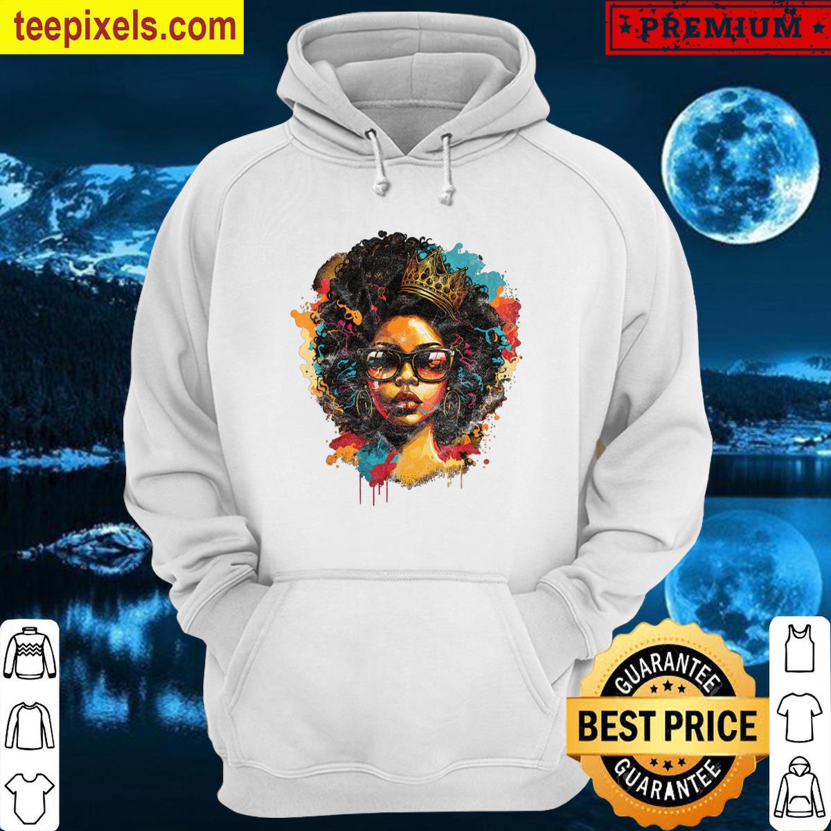 Colorful Art Black Queen Afro Melanin Dripping Juneteenth Tee Shirt
