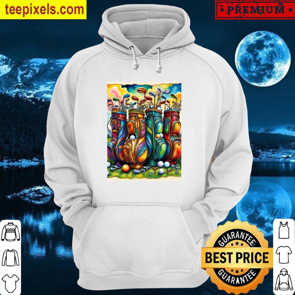 Colorful Golf Gear Bags Clubs And Balls Tee Shirt