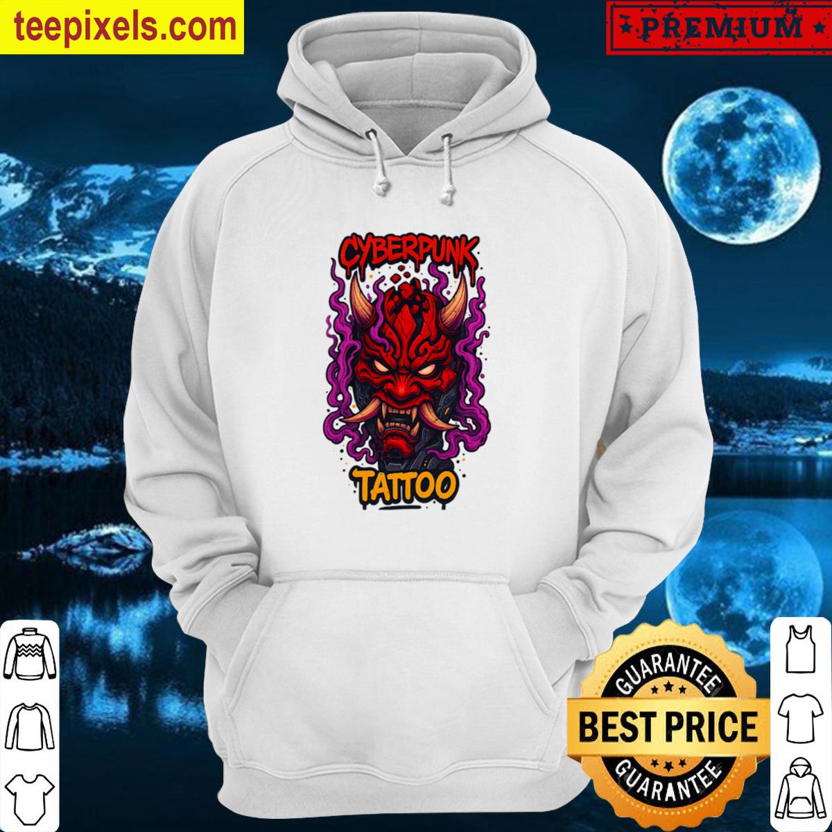 Cyberpunk Tattoo Fiery Demon Mask Tee Shirt