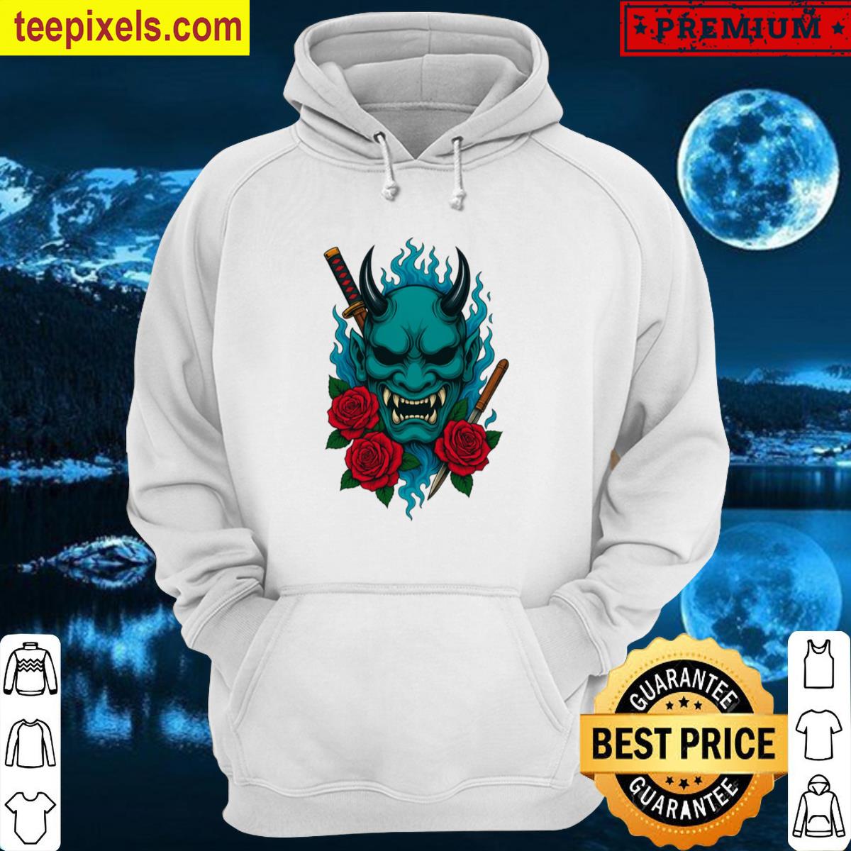 Demonic Samurai Mask With Fiery Aura Tee Shirt