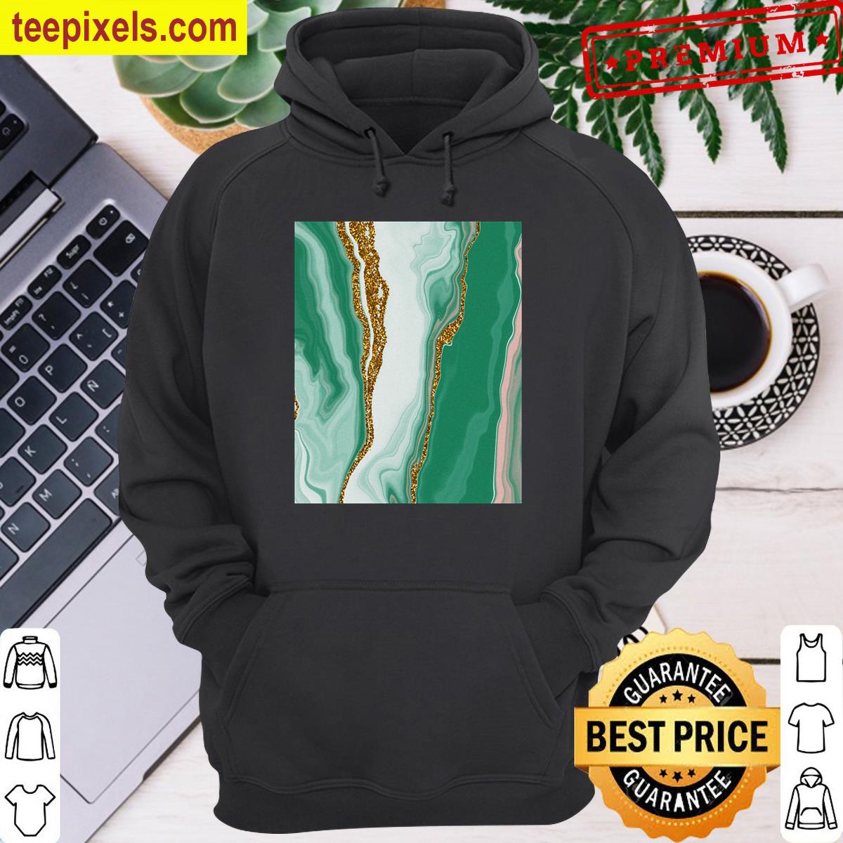 Green Gold And Pink Marble Effect Design Graphic Tee Shirt