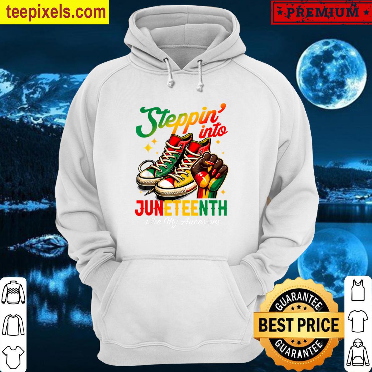 Stepping Into Juneteenth Afro Woman Black Girls Sneakers Men Tee Shirt