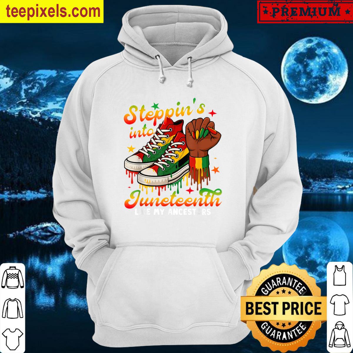 Stepping Into Juneteenth Sneakers Afro Black Woman Girls Men Tee Shirt