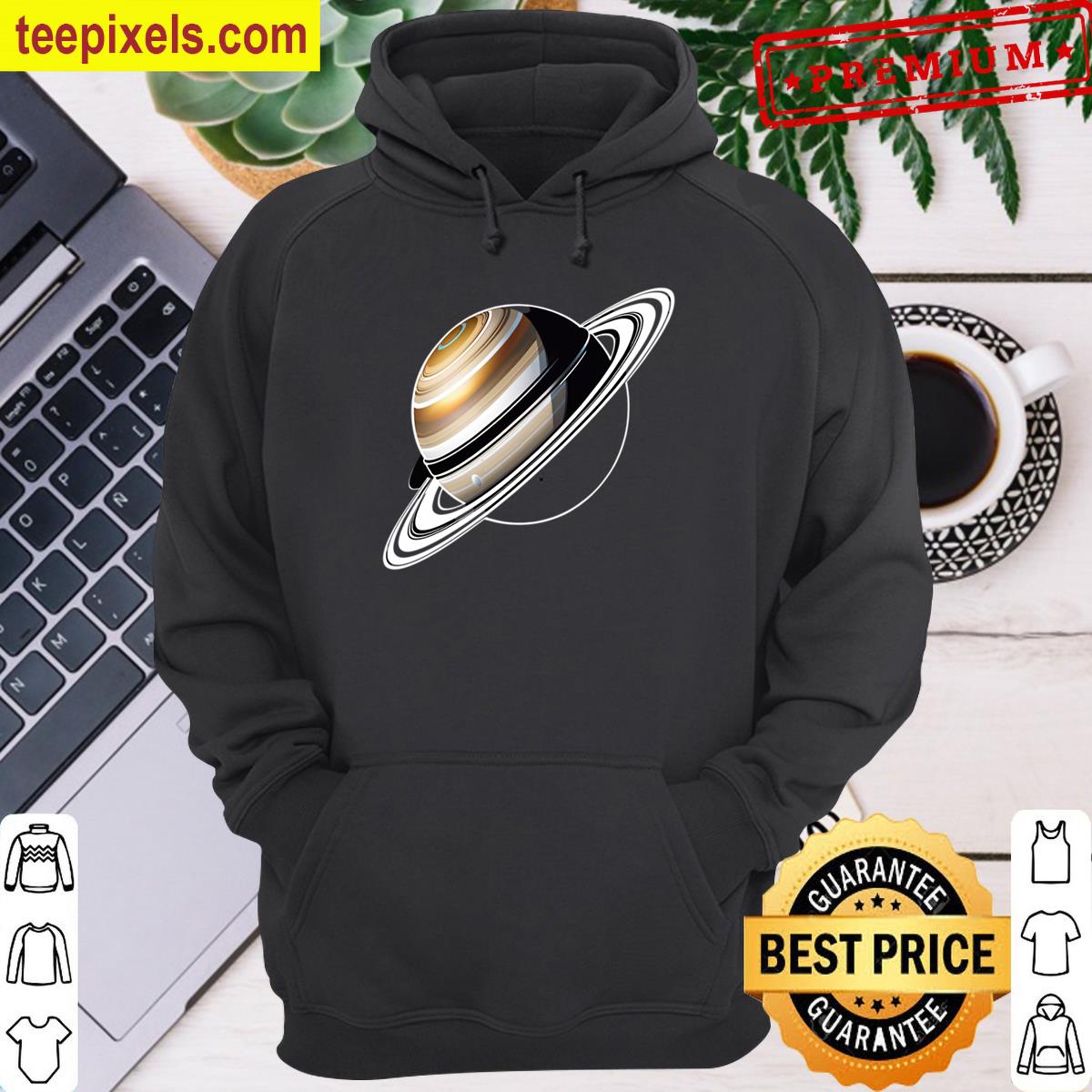 Detailed Saturn With Rings For Magnetic Device Oversized Tee Shirt