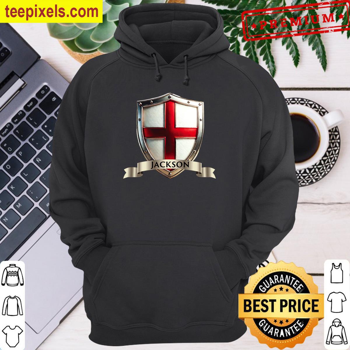 Jackson Family Crest St Georges Cross Shield And Banner Tee Shirt