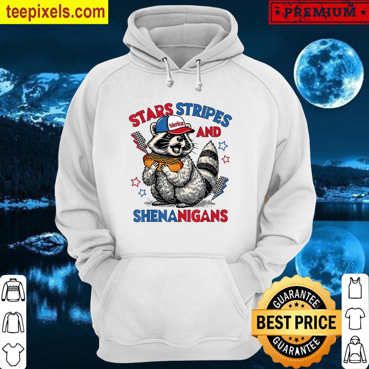 4th Of July Raccoon Stars Stripes And Shenanigans Feral Tee Shirt