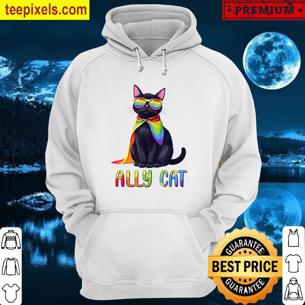 Ally Cat Lgbt Gay Pride Month 2025 Rainbow Equal Rights Tee Shirt