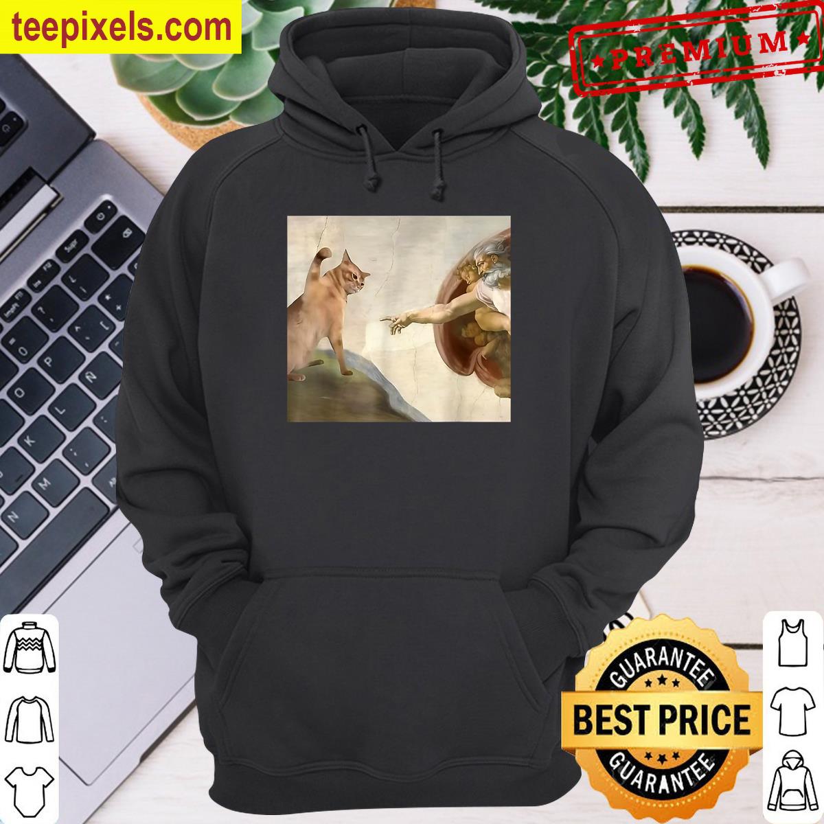 Almighty Slap Funny Cat God Creation Of Adam Meme Jesus Art Tee Shirt