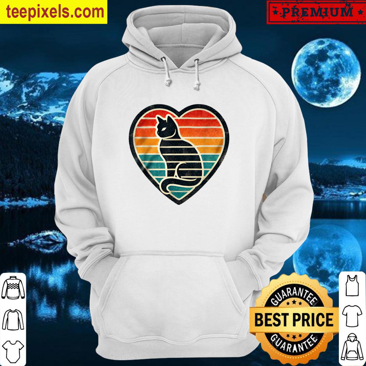 Cat Graphic Heart Retro Tee Shirt