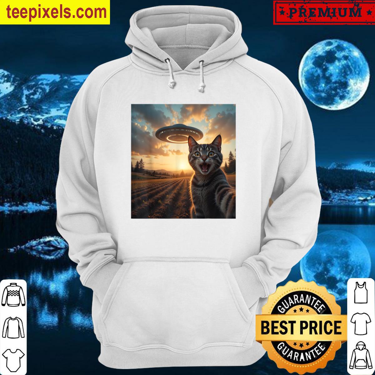 Cat Selfie With Alien Ufo Funny Cat Lovers Men Women Boys Tee Shirt