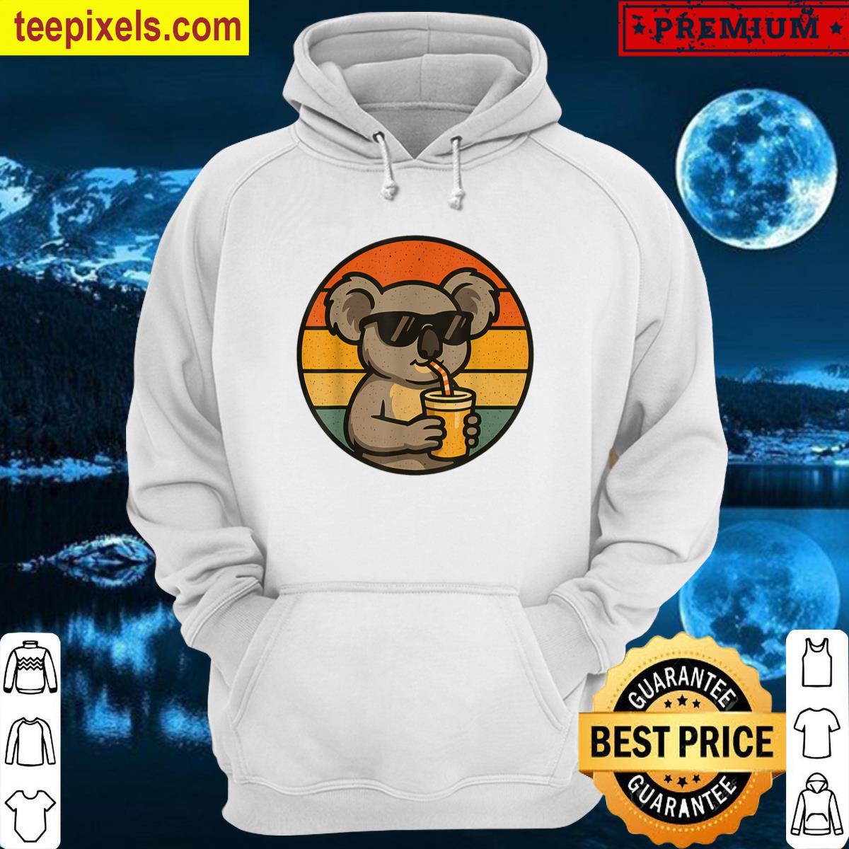 Cool Koala Sipping Drink Retro Style Funny Meme Tee Shirt