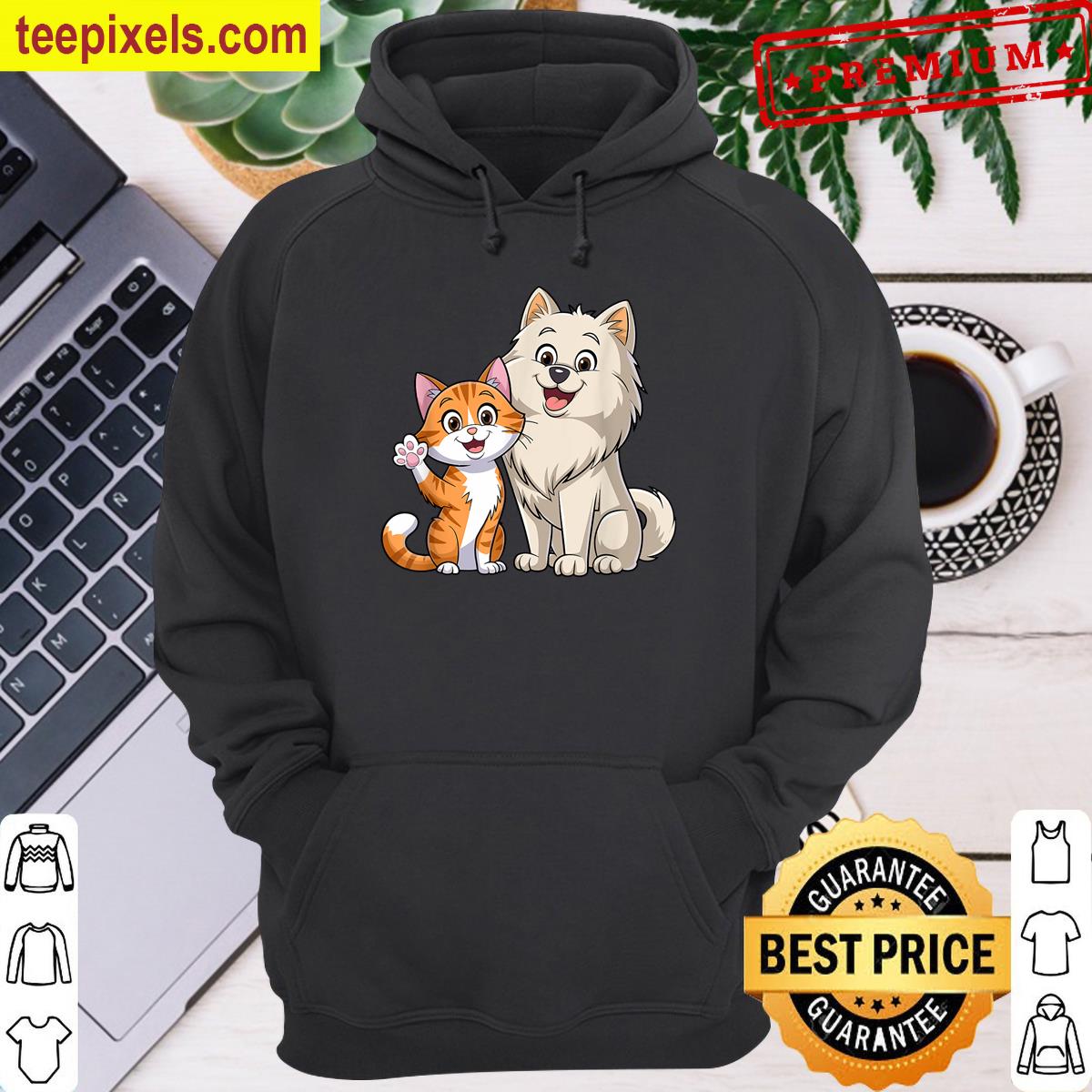 Cute Cat And Dog Design Tee Shirt