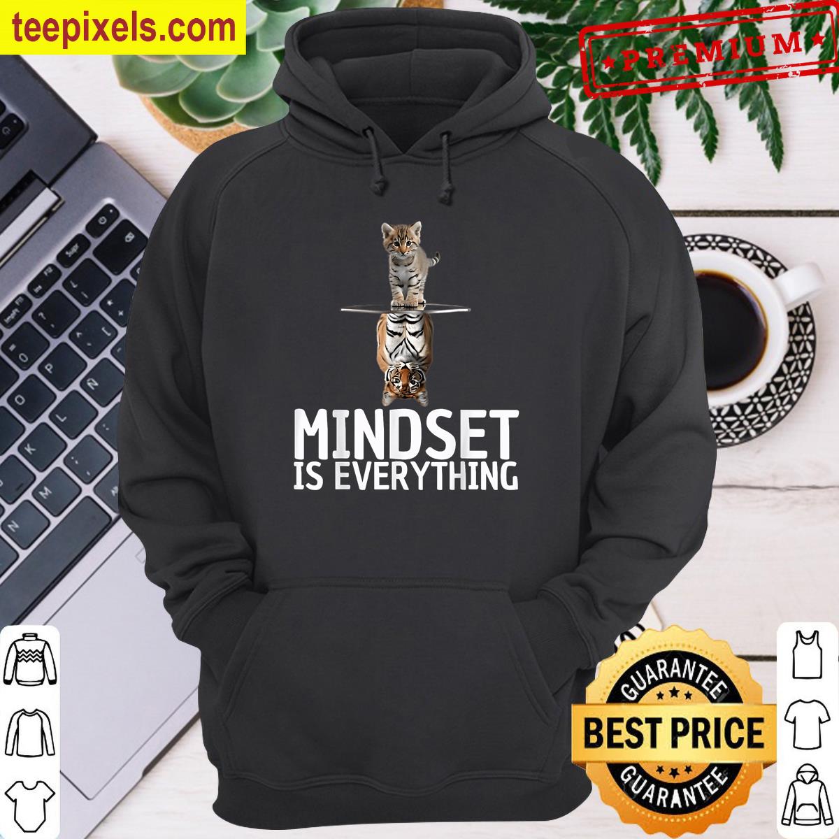 Everything Is Mindset Quote Cat And Tiger Reflection Animal Tee Shirt