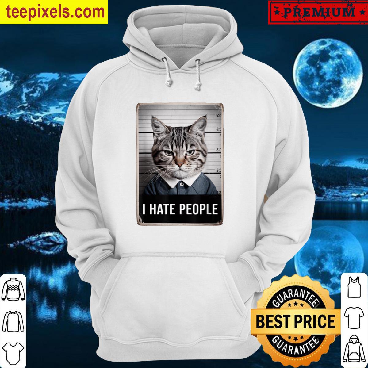 I Hate People Funny Cat Police Mugshot Cat Meme Tee Shirt