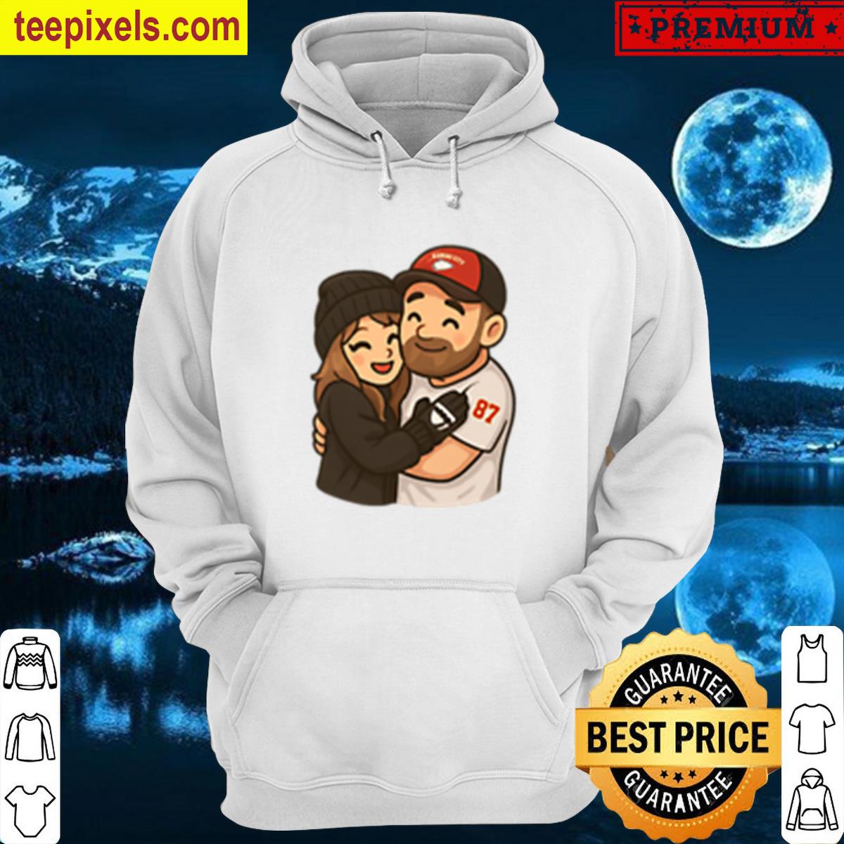 Kelce And Swift Hug Chibi Sticker Tee Shirt